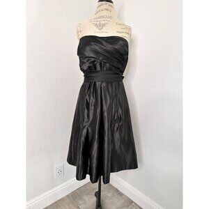 BILLL LEVKOFF Strapless Black Bustier Cocktail in faille Dress W/Bow Size 8 NWT